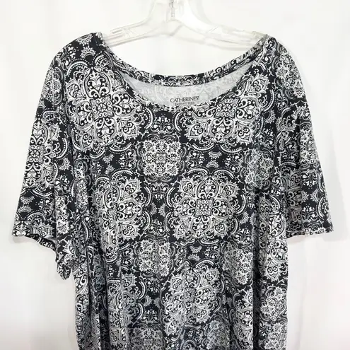 Catherines Plus Size 3X Top 26W 28W Black White Easy Fit Tees Collection 1315