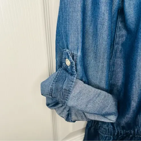 Gloria Vanderbilt Womens Ashleigh Dress Cancun Dark Wash Chambray Denim S