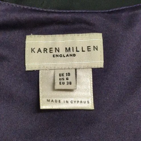 Karen Millen Black V-Neck Jersey Drape Flutter Sleeve Maxi Wrap Dress US 6