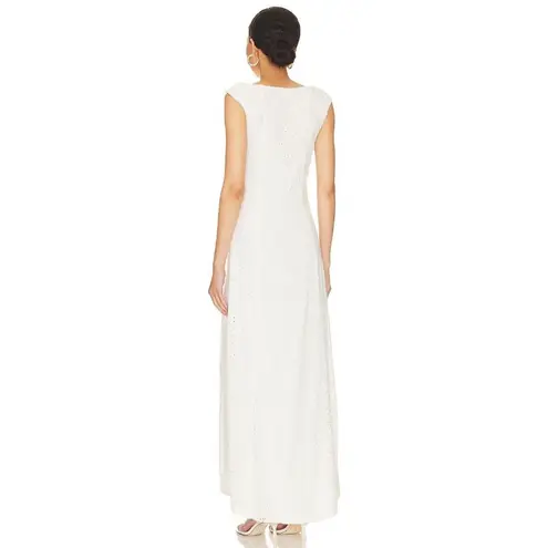 LPA Gabriella Eyelet Maxi Dress in Coconut Milk Small New Womens Cotton