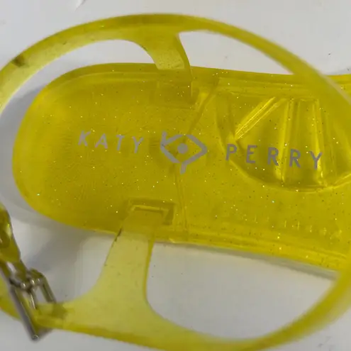 Katy Perry The Geli Jelly Sandals Yellow Rainbow Buckle Ankle Strap Women US 5