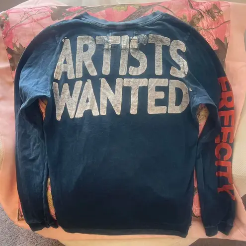 Free City artists wanted super vintage long sleeve print navy blue sustainable t shirt