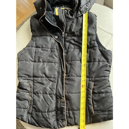 Prince Fox Black Quilted Puffer Vest Faux Fur Collar Winter Outerwear