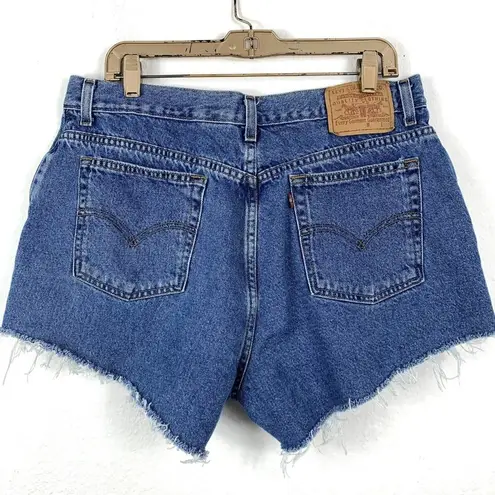 Levi's Vintage  Denim Shorts Sz 18W 90s Cut Offs Medium Wash Jean Cotton Raw Edge