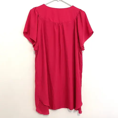 Market & Spruce  STITCH FIX Plus Size Cleve Flutter Sleeve Blouse Raspberry Pink