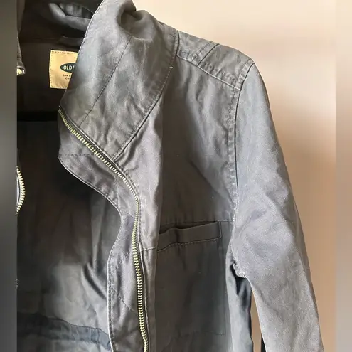 Old Navy  Cinch Waist Faded Navy Utility Zip Up Jacket XS