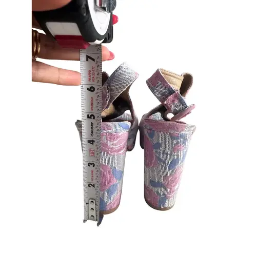 Ashley Stewart Rose Print Platform Slingback Heels Size 11W