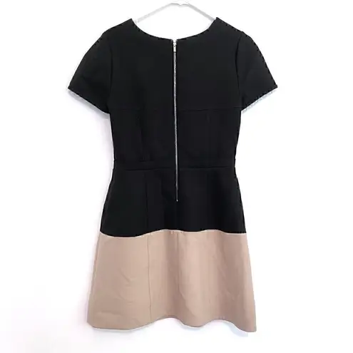 BCBGMAXAZRIA  Hannah Dress Black Tan Brown Colorblock Color Block Fit Flare Mini