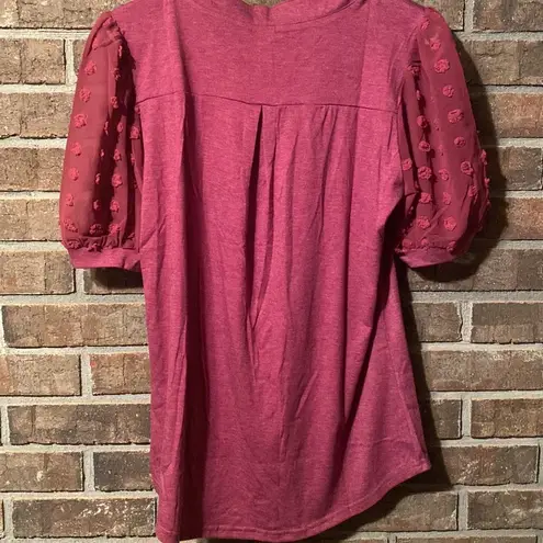 None COPY - Beautiful solid mauve dressy tshirt with tulle sleeves