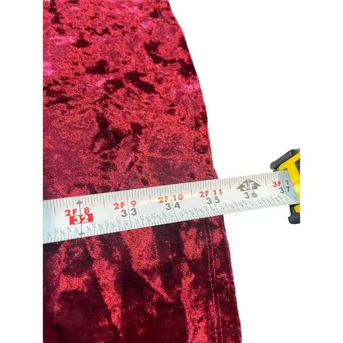 A Byer 90s Y2K Burgundy Crushed Velvet Black Tie Up Back V-neck Dress L Holiday