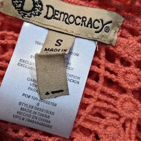 DEMOCRAC Y Elegant Pink Crochet Women's Top SZ-S