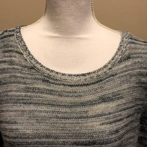 89th & Madison Blue & White Light Crewneck Sweater Blue Size M