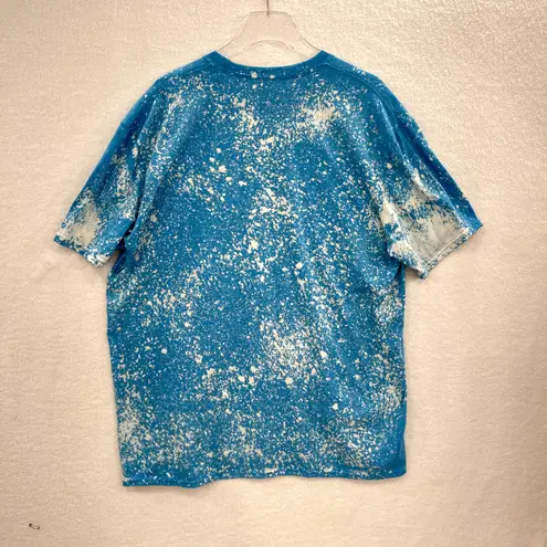 Beach Life Graphic Tee 2XL Blue Bleach Dye Handmade Short Sleeve T Shirt NWOT Size 2X