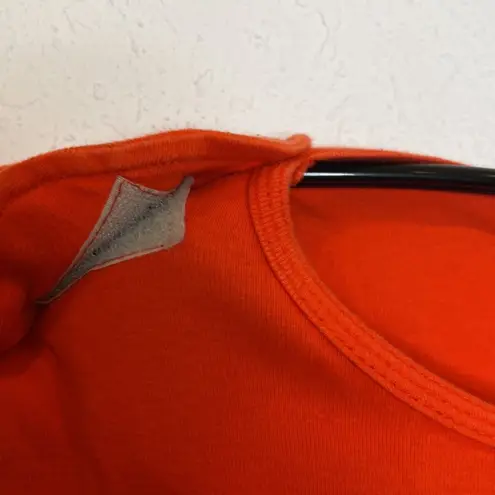 Lux Vintage Y2K Long Sleeve Cropped Top w/ Velcro Shoulders Sz S Orange