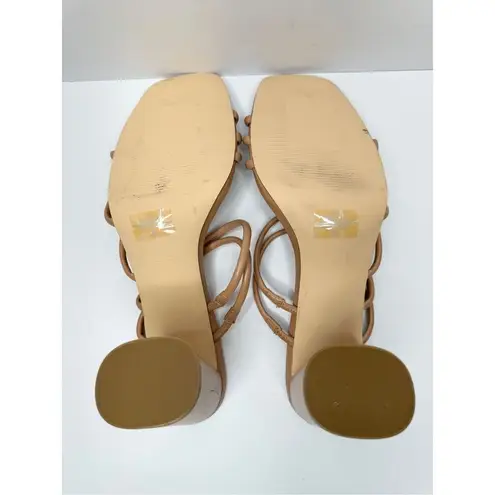 Nine West  Sandals Ladies Size 13 Tan Strappy Square Open Toe Block Heel