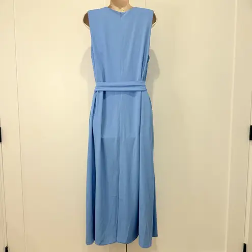 MM.LaFleur The Fatima Midi Dress Sleeveless Belted Shift Blue XL Classic Chic
