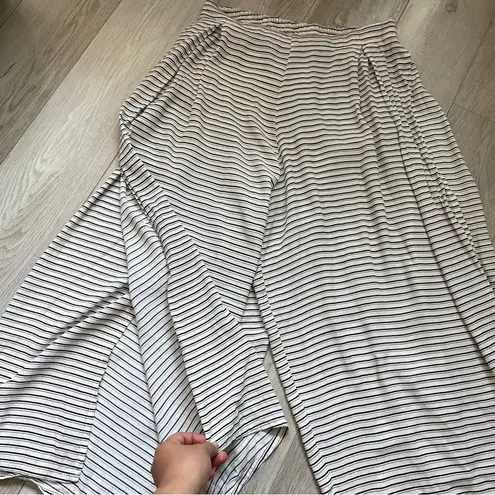 Faithfull the Brand Soleil Striped High Slit Wide Leg Pants White (Small) swim