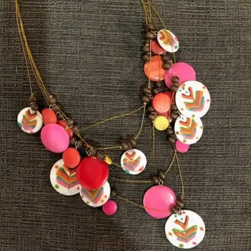 Set pink/white chunky necklace & earrings Pink