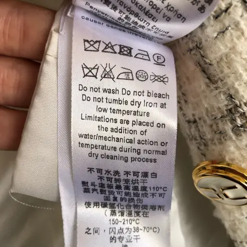 Elisabetta Franchi GIACCA Cream and Metallic Tweed Jacket Size 40 / US 4 Gold