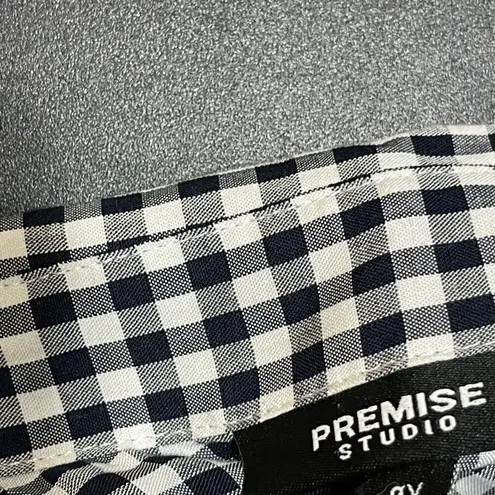 Premise Studio Women's Button Front Shirt Top Navy White Gingham Size 0X