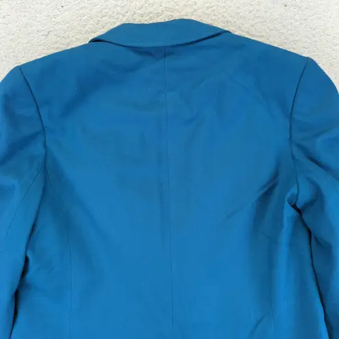 Pendleton Vintage Women's Teal Blue Wool Blazer Jacket Size 12 One Button Career