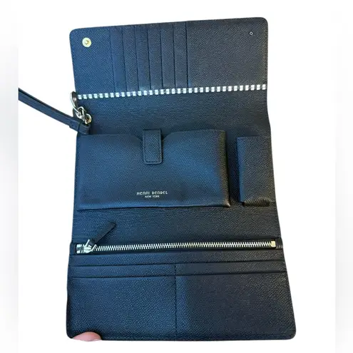 Henri Bendel Black Leather Uptown Tri-Fold Wristlet Wallet