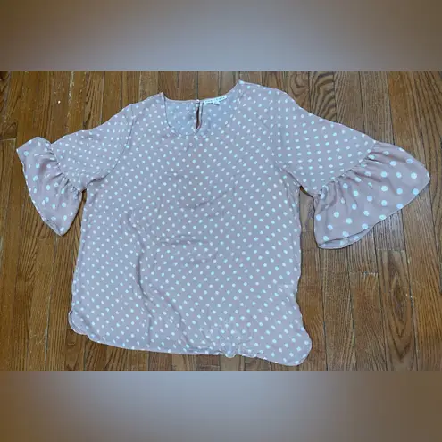 Violet+Claire  Ruffle Sleeve Blouse - Pink and White - Image 3