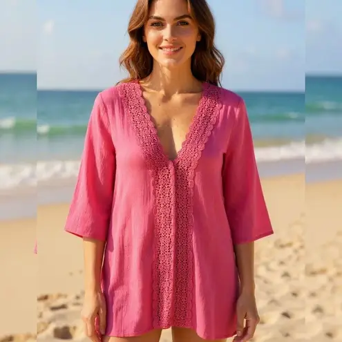 La Blanca Barbie Pink Eyelet Embroidered Coverup Size Small Swim Coverup Beach