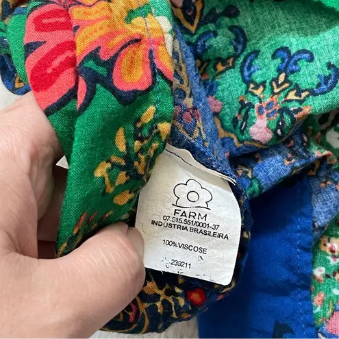 Farm Rio Tank Top printed bright womens Blue (xsmall) colorful summer hippie