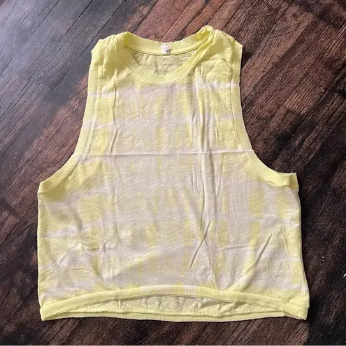 FP Movement by Free People Neon Yellow Tie Dye Muscle Tee Crop Tank Top S