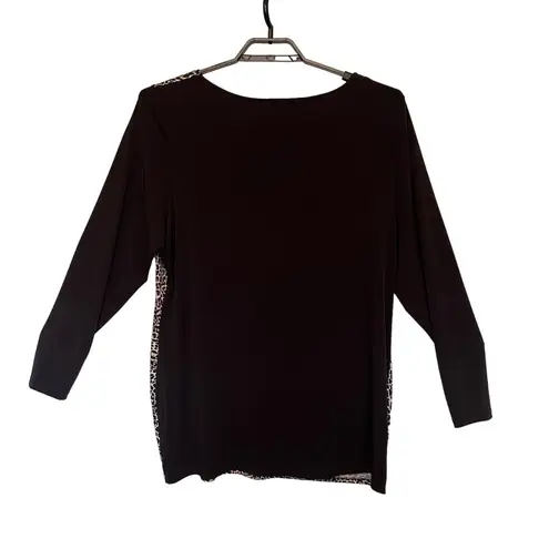 Peter Nygard Y2K Leopar Womens Top Sz XL Black Safari Career Stretchy Glam Tunic