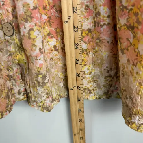 Unique spectrum Top Women's 2X Multicolor Floral Ball Sleeve V-Neck Blouse Bloom