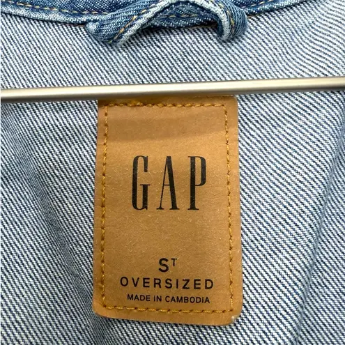 Gap  Oversized Denim Fringe Jacket Women’s Small Tall Light Wash Western