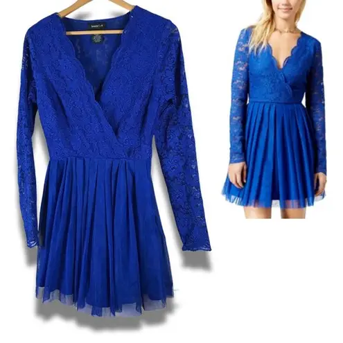 Teeze Me Juniors Size 9/10 Blue Long Sleeve Tulle Party Dress NWT