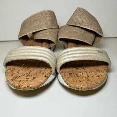 Donald Pliner Shaye Strappy Sandals Shimmer Gold Leather Cork Women's 8