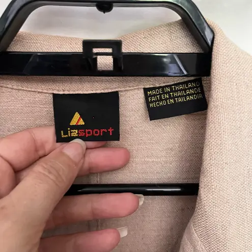 Liz Sport Vtg 80s Linen Blend Womens Blazer Sz S Preppy Quiet Luxury Classic 90s