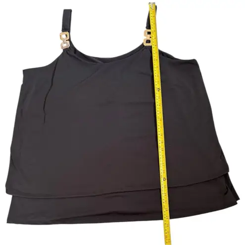 Ashley Stewart Dressy Top Women’s Size 22/24 Black Tank With Gold Accents NWT