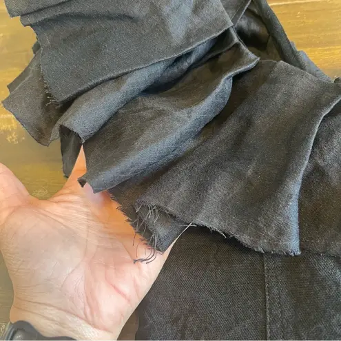 Isabel Marant Mini Dress One Shoulder Ruffle Linen Body-con Sexy Black 0