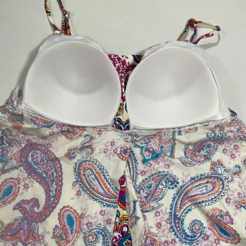 Womens Paisley Print Swim Top With Padded Cups & Adjustable Straps