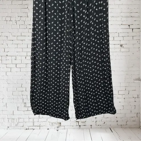 MOSSIMO SUPPLY CO Ditsy Floral Black & White Rayon Wide Leg Pants, XL