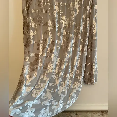 Indigo Soul Velvet Burnout Tunic Top Taupe Embellished Boho Holiday Festival