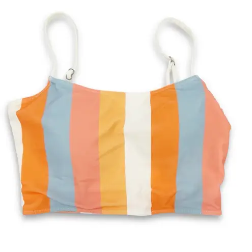 One Loved Babe Bikini Set Size Medium Retro Stripe High Waist Swim Two Piece M Orange