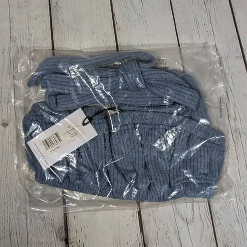 We Wore What Tie Halter Bra Top Storm S NWT | Ribbed Jersey Crisscross Halterneck