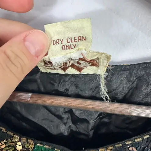 Vintage SNF Silk Sequin Beaded Top M Multicolor Geometric Whimsigoth Disco Party Size M