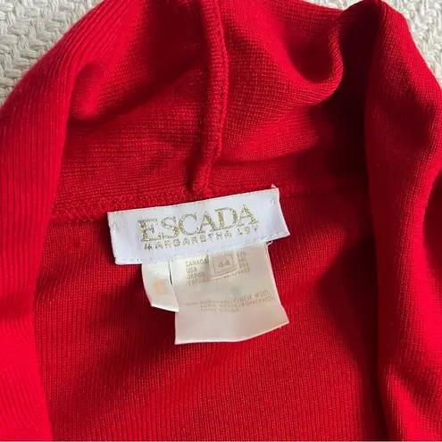 Escada Vintage Escada by Margaretha Lev Wool Red Open Knit Cardigan