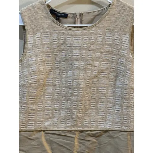 Lafayette 148 Dupioni Silk Blend Dress Golden Sheath Shift Size Medium Cocktail Gold