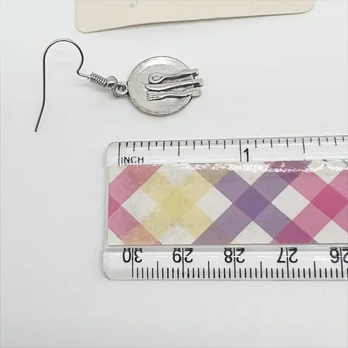 NEW Dinner Plate Silver Tone Hanging Dangle Earrings for Pierced Ears