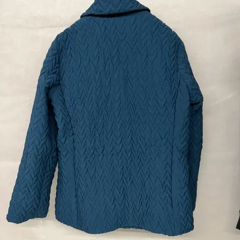 Gallery Woman Womens Sz Medium M Teal Blue Zip Up Pockets Mid Weight Quilted
