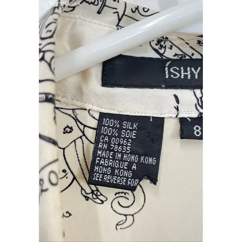 Ishyu Cream Vintage Silk Equestrian ladies Blouse shirt