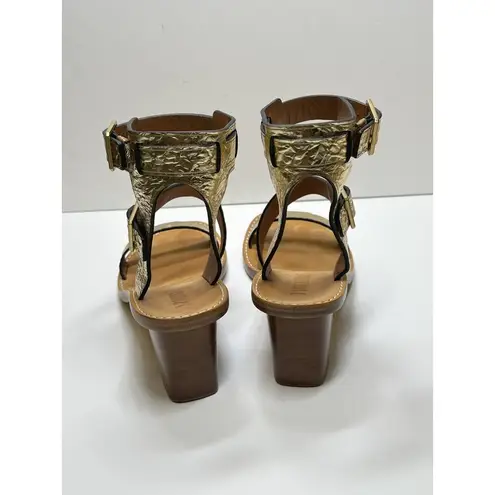 Zadig & Voltaire  Cecilia Caprese Sandal In Gold Wrinkle Leather Sz EU40 US9